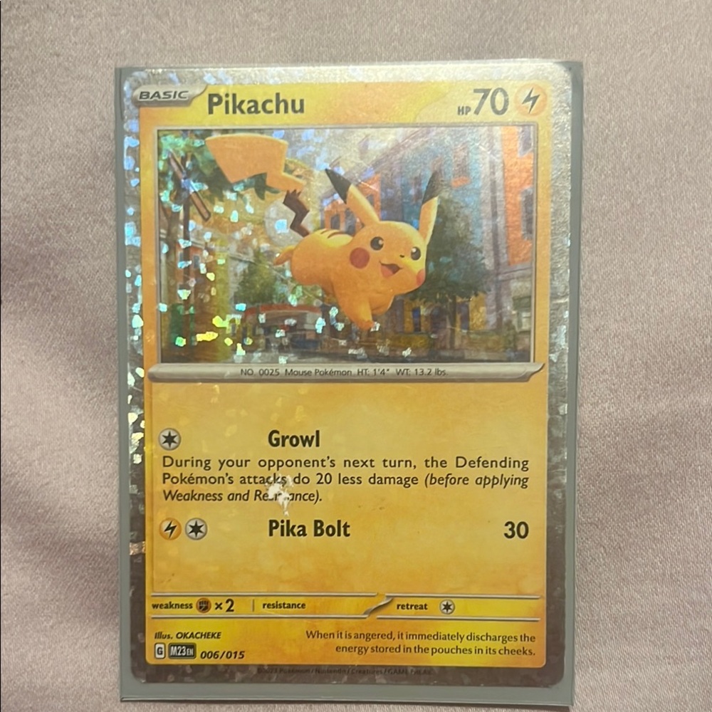 Pikachu Pokémon Card with Holographic Silver